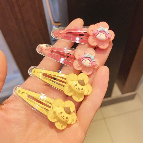New Sanrio Flower Transparent Bamboo Dog Kuromi Cartoon Hair Clip for Students and Girls with Bangs