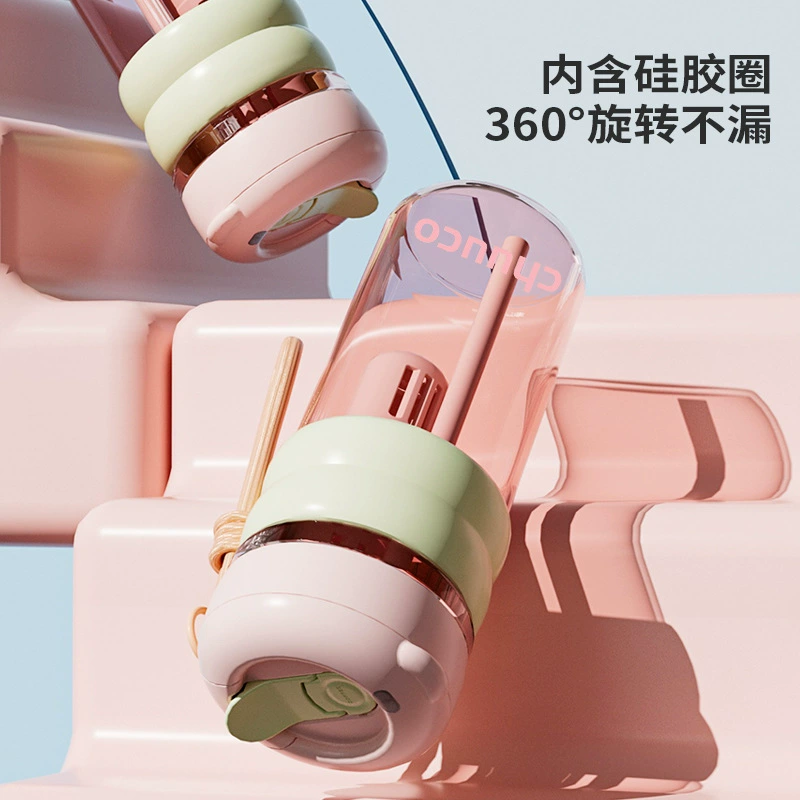 Capacious plastic pen, straw, high quality coffee flavored tea with glass