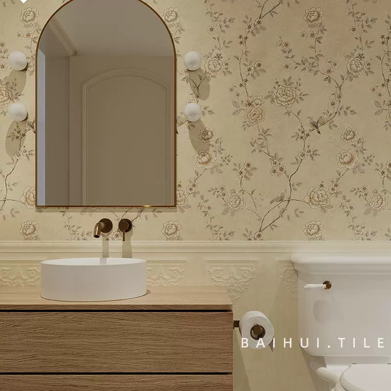 Baihui французская ретро плитка для ванной комнаты и кухни, фоновая настенная плитка, простой стиль, полностью фарфоровая 300*900, мягкий свет, цветочная плитка