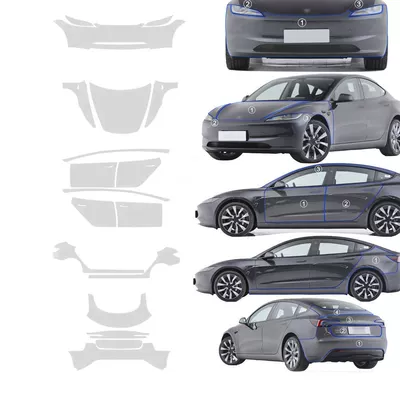 for Tesla's New Version Model | Car paint protective film - renewed-model3-complete-car-imported-tpu-transparent-film