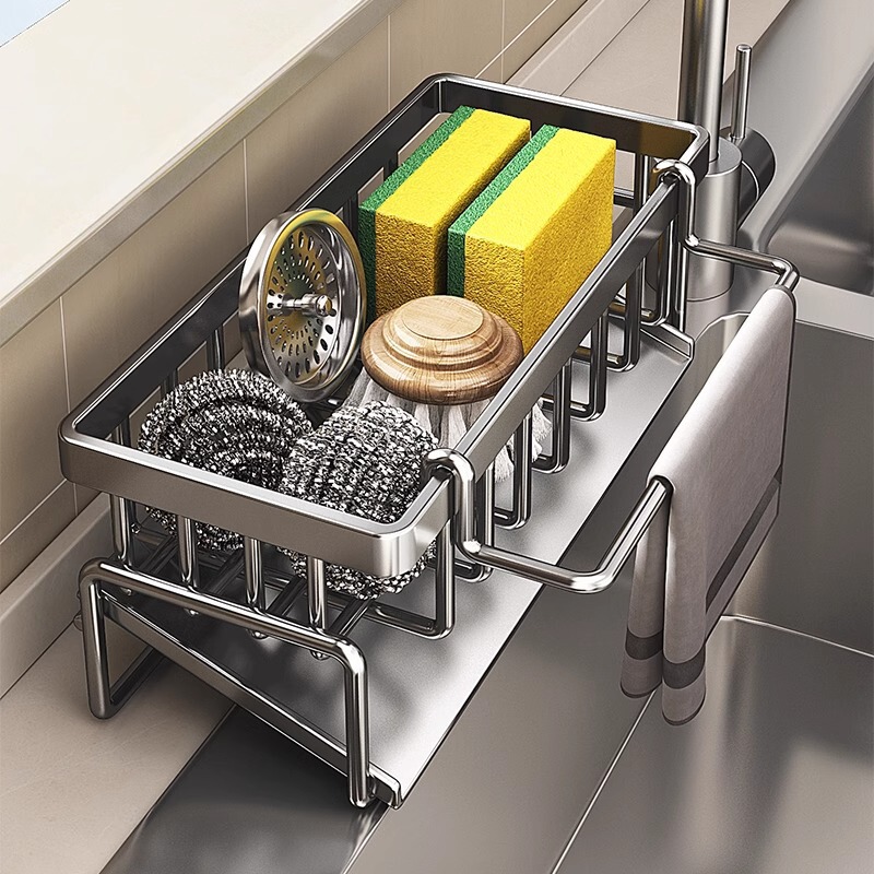 Kitchen Storage Rack, Sink Cloth Drying Rack, Faucet Sink Dishwashing Detergent Steel Wool Ball Storage Rack, Magic Tool