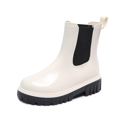 New style women's short-tube rain boots, classic Korean fashion rain boots, waterproof overshoes for women, non-slip rubber shoes, thick-soled water shoes for women