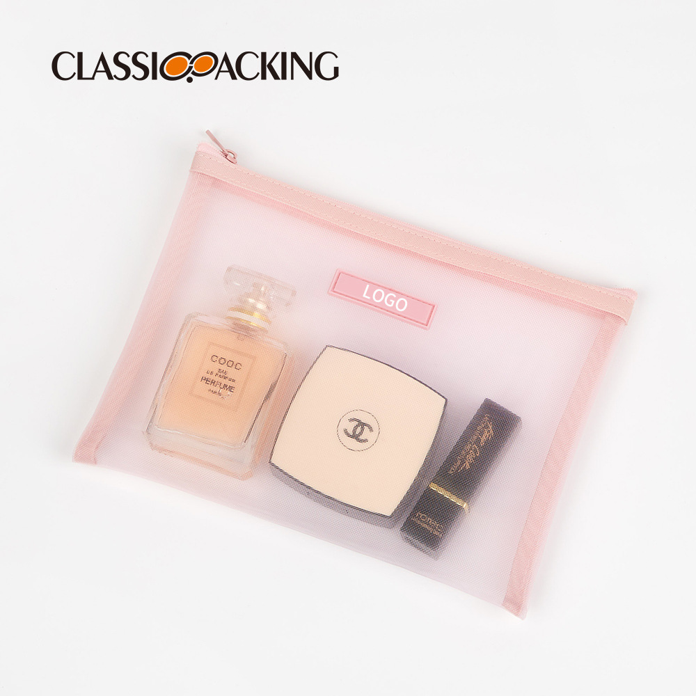 Bolsa de cremallera de suministro directo de fábrica bolsa de almacenamiento de cosméticos de gran capacidad bolsa de malla de productos de cuidado de la piel multifuncional se puede imprimir logotipo