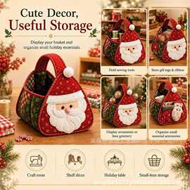 新品Character Quilted Carry Basket圣诞diy绗缝手提篮