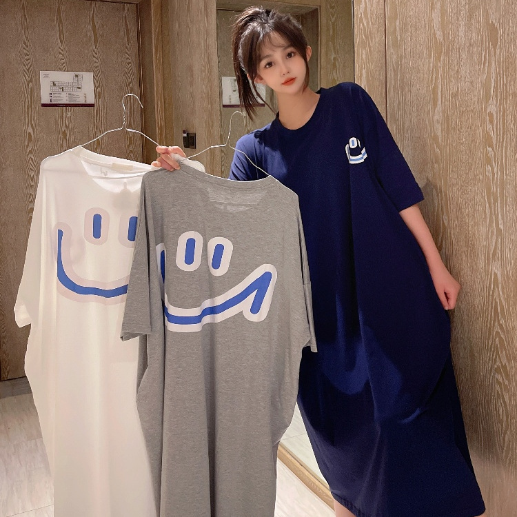 Summer Japanese-Style Dress, Thin and Large-Sized, Lazy Slip Dress, Long Slit, Loose Fit, Slimming, Home Lazy Dress