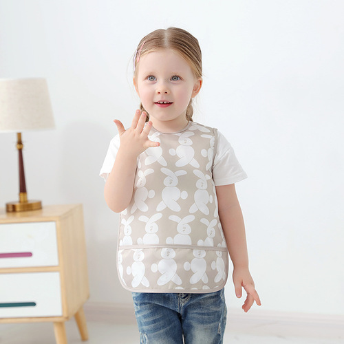 Baby vest style waterproof coverall baby sleeveless reverse wear summer washable bib for eating and painting thin and easy to care for