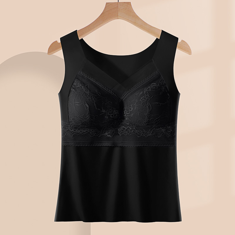 Push up taza fija colección de mama desgaste exterior sin costuras chaleco de fondo para las mujeres Delgadas de seda de hielo belleza espalda camisola de encaje chaleco para las mujeres