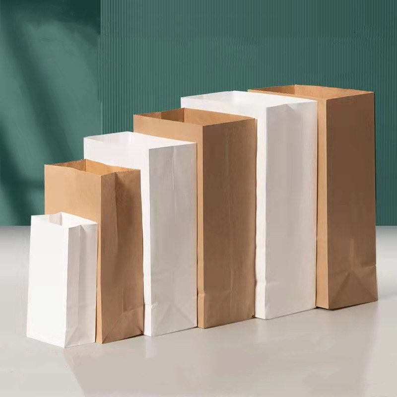8号牛皮纸袋方底无手提食品纸袋烘培面包汉堡防油包装袋不含税价