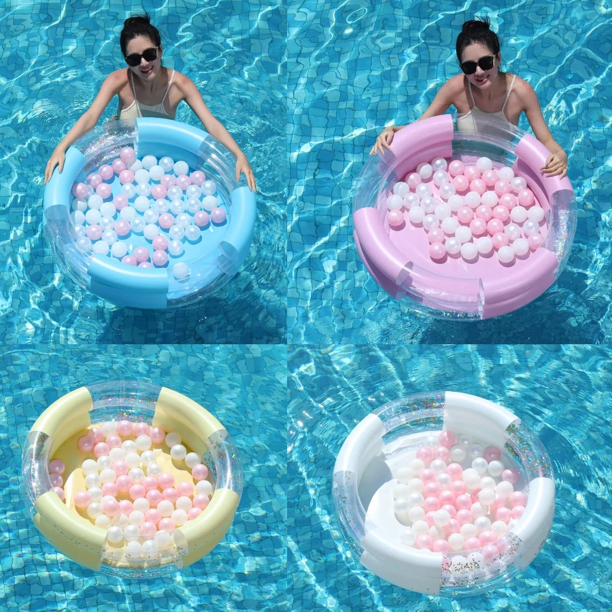 Piscina Inflable Infantil de Doble Anillo de PVC para Piscinas y Parques Acuáticos
