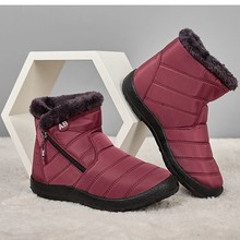 外贸跨境大码女款棉鞋36-44加厚抗寒绒阻水布料雪地靴雪地棉现货