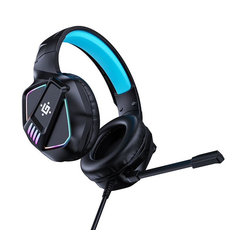 H86-Black Blue наушники, головной обод, киберспорт, проводная, крупная маркировка, фильм, символ, световые эффекты
