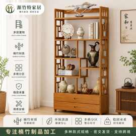 楠竹博古架中式置物架家用玄关隔断茶具展示架多宝阁陈列架批发
