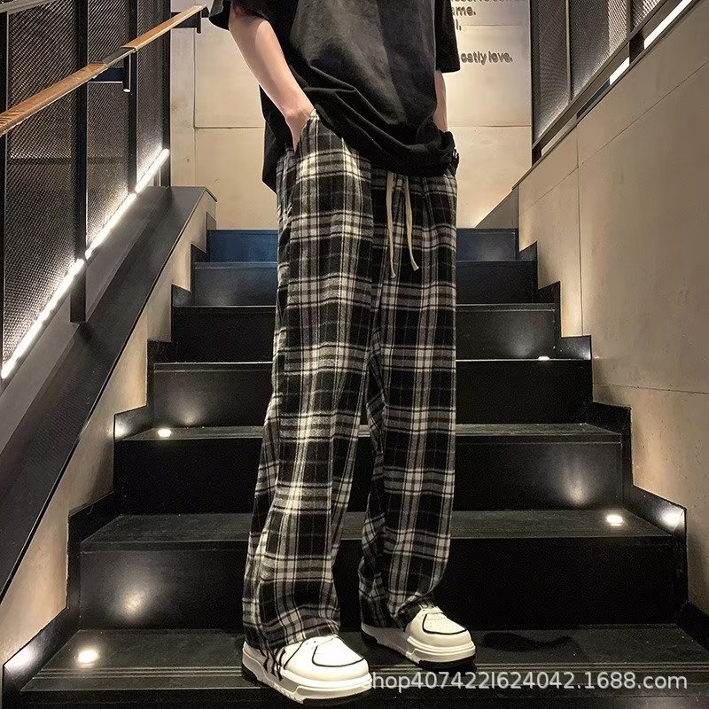 American Style High Street Prellis Pants Men's Trendy Retro Trendy Brand Loose Straight Pants All-match Casual Pants Wide-leg Long Trendy Pants