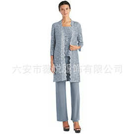 外贸跨境妈妈装礼服宴会婚礼时尚休闲套装大码修身聚会气质晚礼服