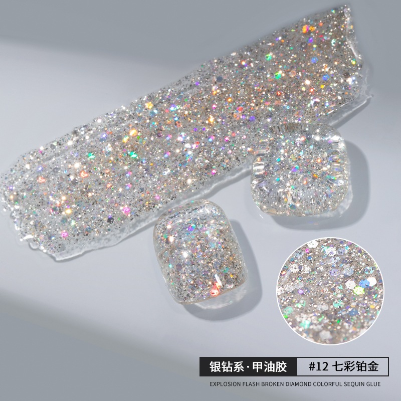 Isa flash nail gel gel gel de sequilla nail art especial taladro de brillo fino taladro de plata platino taladro de plata