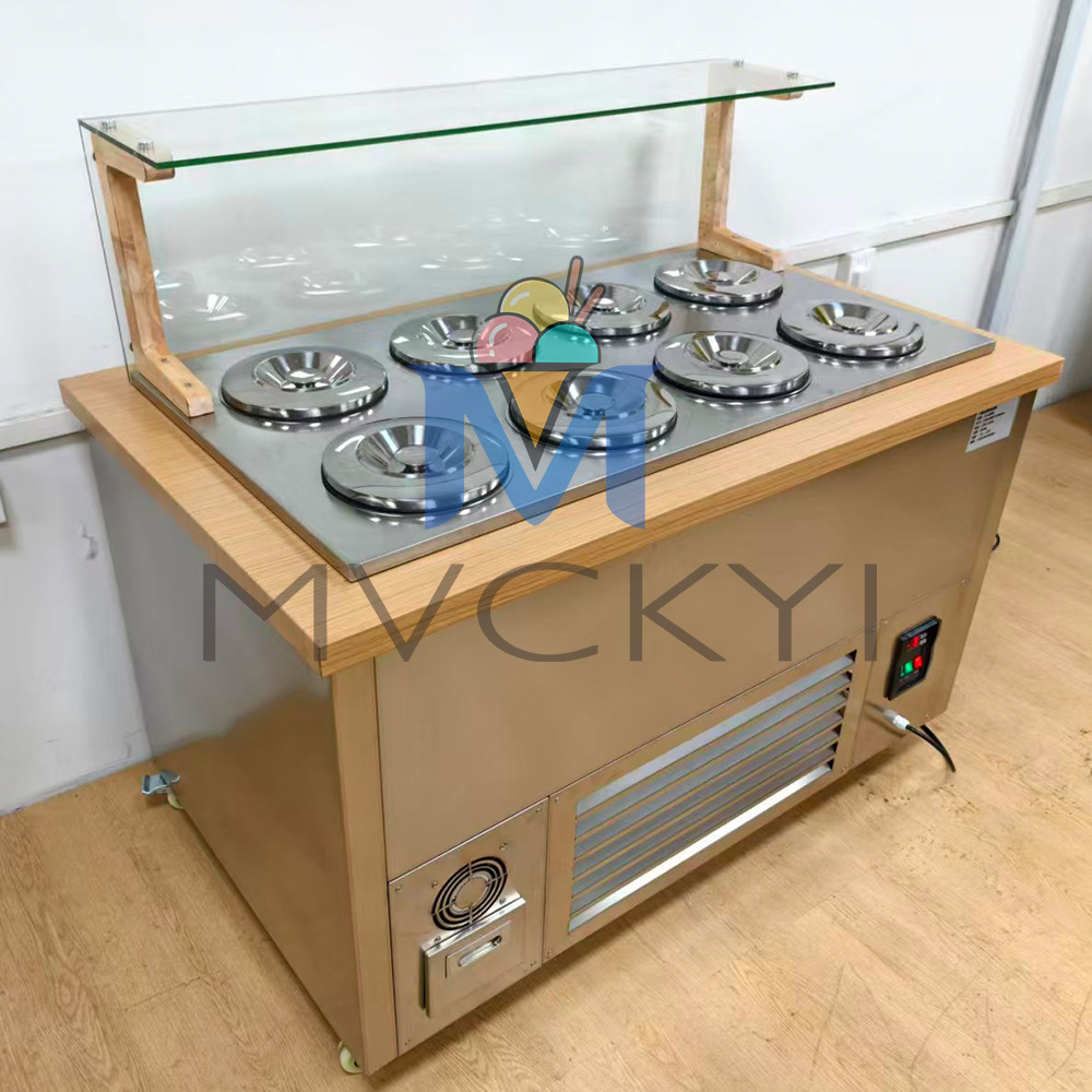 8 Trays of Italian Ice Cream Preservation Display Cabinet Commercial Ice Cream Display Cabinet Freezer Refrigeration Equipment