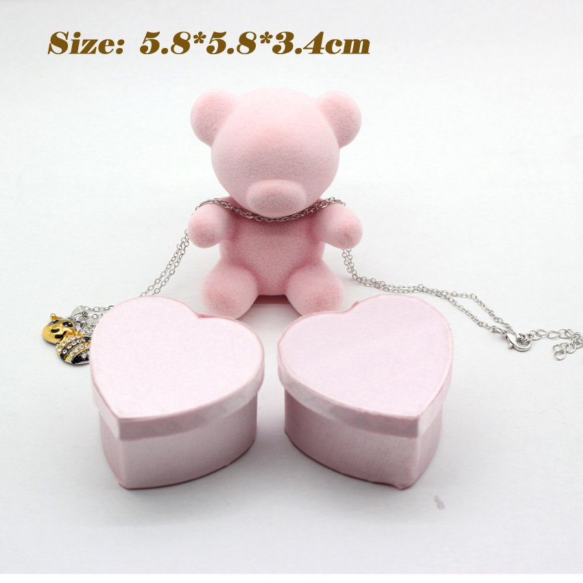 心形爱心首饰盒戒指耳钉项链盒 丝绸布塑料首饰盒