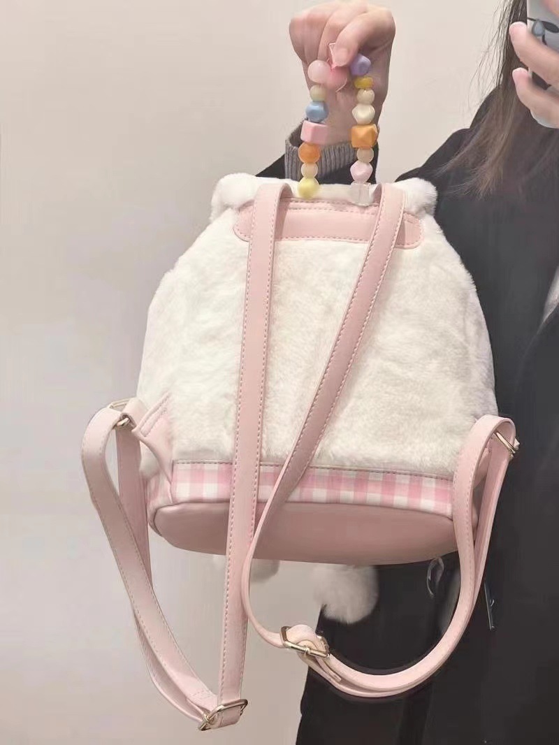 2024 New Autumn/Winter Sweet Ins Girls' Student Fashion Versatile Hairy Backpack_voghion.com
