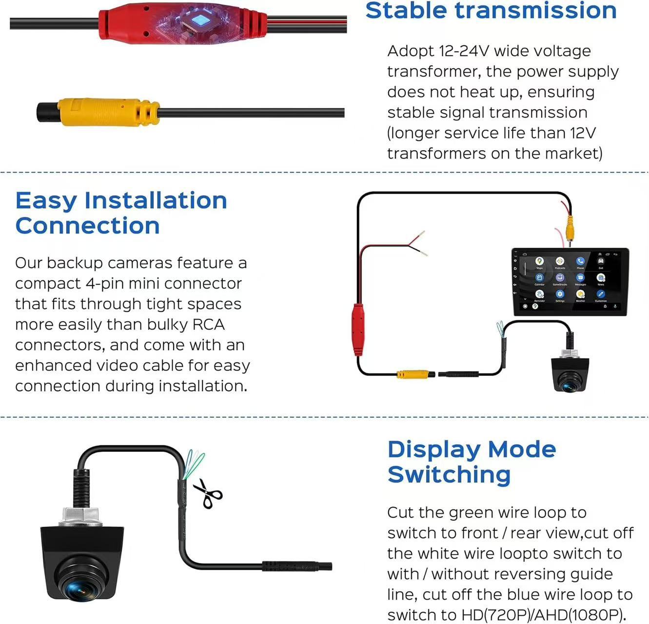 General Motors Front View Car Backup Camera-1080P Metal Ahd170 ° Wide-Angle Rear View with Ultra-Clear Vision