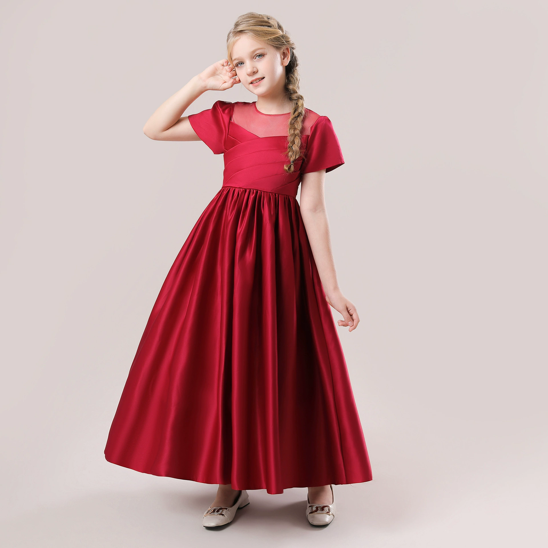 Новинка 2023 года, детское платье-юбка, детская атласная юбка принцессы, средний и большой детский костюм для подиума на день рождения, костюм для фортепиано