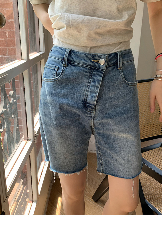 [in stock] VC Jeans Women's Summer New High Waist Shorts Slim Mid-length Pants Outer Wear Tight Riding Pants