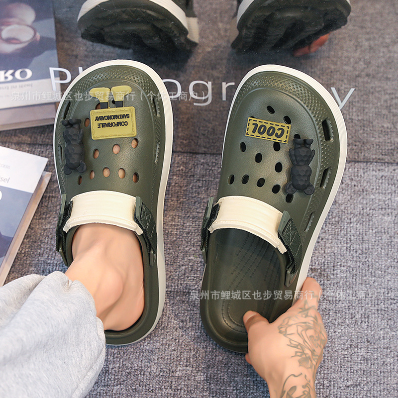 Zapatos con agujeros de suela gruesa transfronteriza modelos de pareja zapatos de playa de suela blanda con sensación de mierda para llevar sandalias y zapatillas para llevar zapatos de hombre ligeros y transpirables