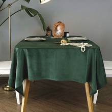 4SZ0批发美式小众墨绿丝绒台布 轻奢风天鹅绒桌布餐布艺长方形茶