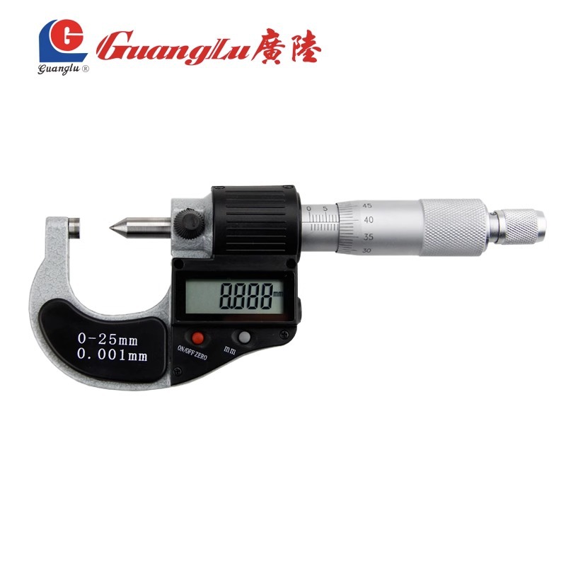 桂林广陆单尖头电子数显双尖头千分尺叶片扁尖头分厘卡0-25mm
