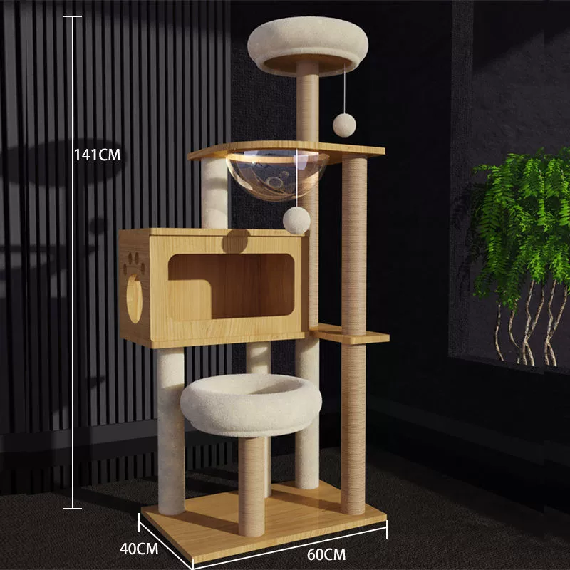 Cat climbing frame, universal four‑season multi‑level tower with hammock, condo and scratching posts