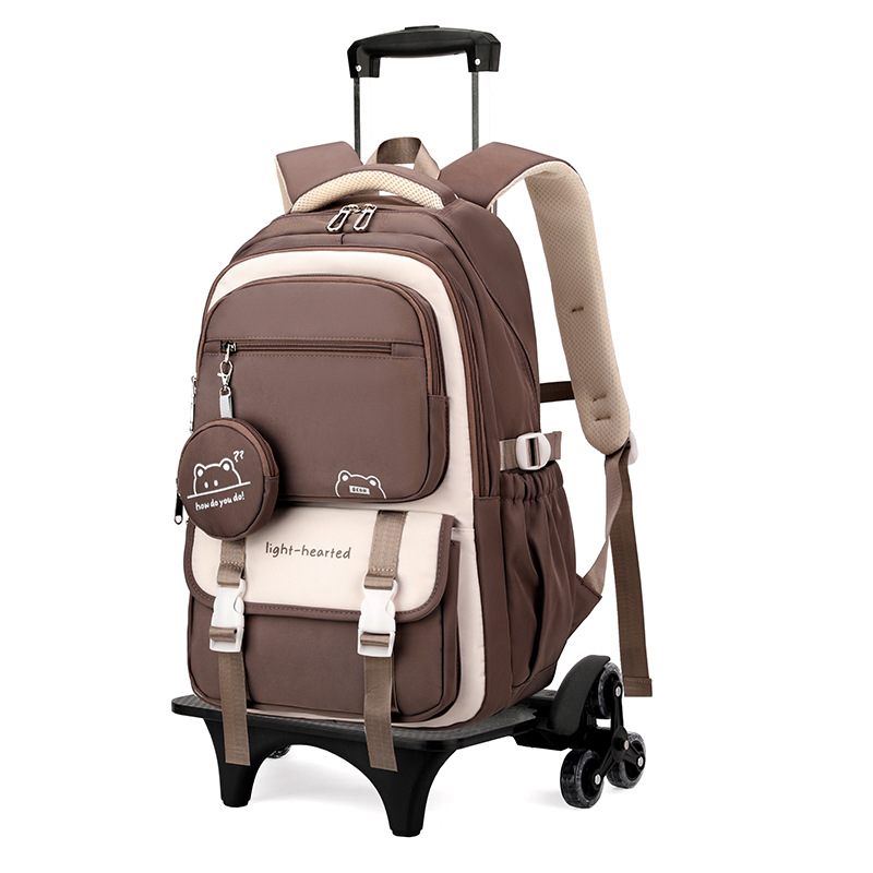 Mochila de tracción de pescado natural para estudiantes de secundaria de nicho multicapa de gran capacidad, mochila de tracción de hombro