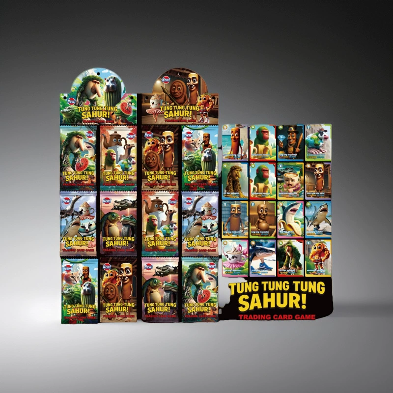 AI Shan Hai Jing Tong Tong Tong Деревянный стикмен Тралала в обуви Акула Английская коллекционная карта Карта для внешней торговли и трансграничных операций