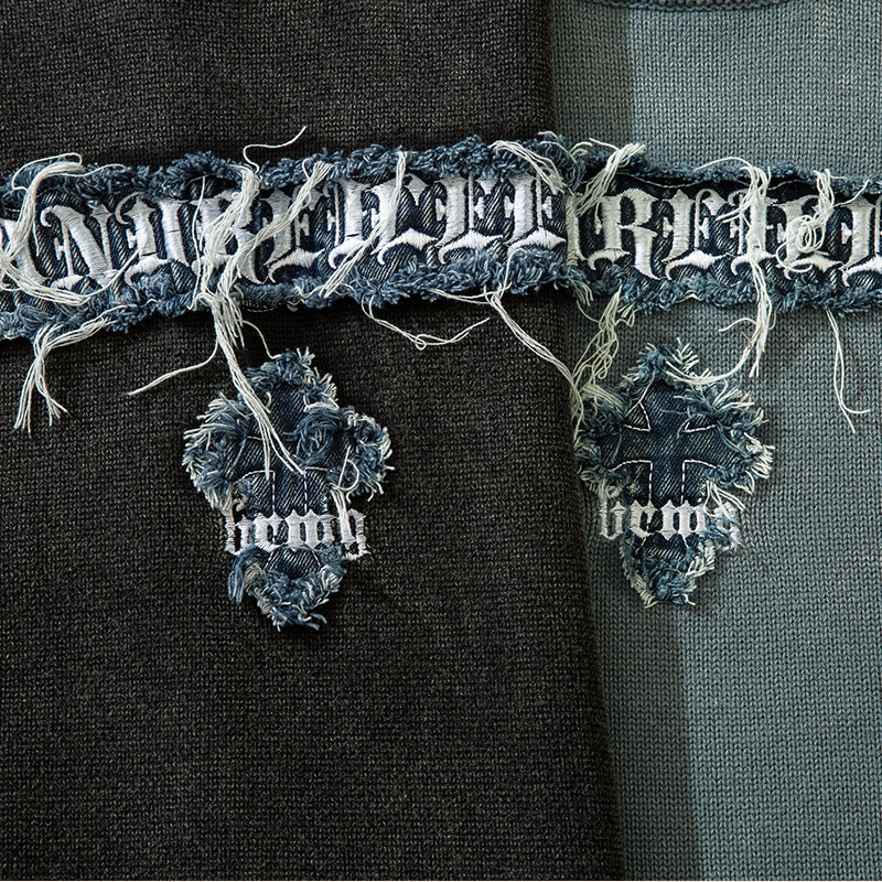 YWFG marca de moda americana retro letras 2024 primavera pareja alta versátil cuello redondo manga larga suéter de punto image 4