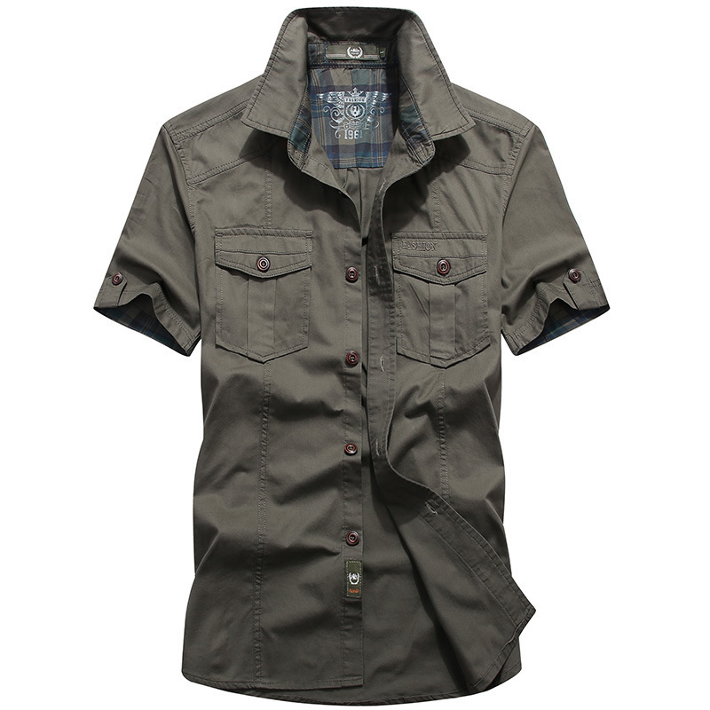 Summer Short-Sleeved Shirt for Men, Summer Men's 95 Cotton Inch Shirt, Pure Color Large Size Military Shirt Cross-Border 1391 Summer Short-Sleeved Shirt for Men, Summer Men's 95 Cotton Inch Shirt, Pure Color Large Size Military Shirt Cross-Border 1391