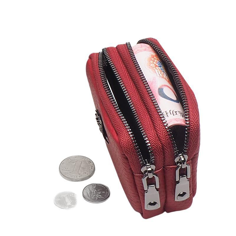 在庫あり 欧米風 本革 小銭入れ レディース ダブルジッパー 牛革 キーバッグ 携帯便利 可愛い コイン収納バッグ 卸売