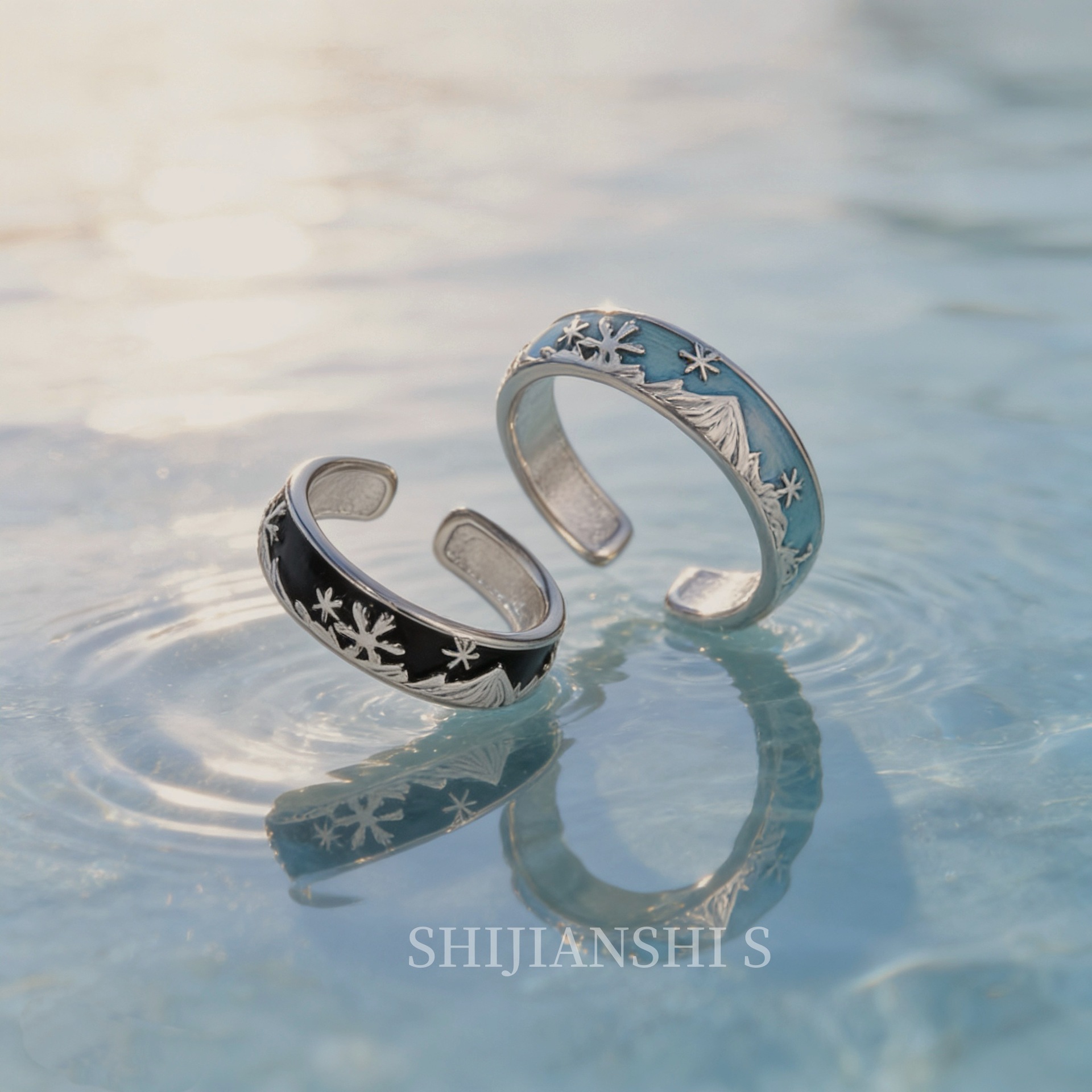 "Snow River Island" Qinglian Flower Cream Couple Rings - Niche High-End Design Commemorative Gift, Winter Decorative Minimalist Ring