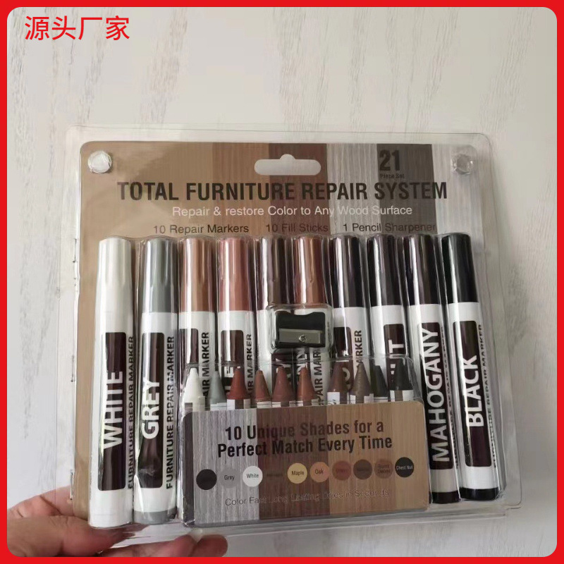 [En stock 2 piezas de disparo inicial] muebles de carpintería pluma 10 colores, muebles lápices de colores 10 colores, sacapuntas lápices de colores dedicado