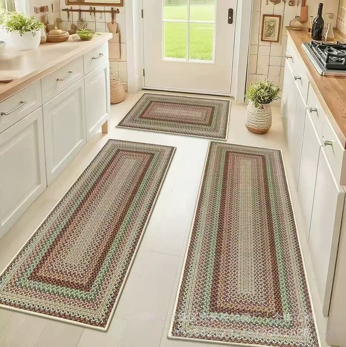 Almohadilla de suelo de cocina transfronteriza almohadilla de barro de diatomeas de viento bohemio almohadilla de suelo de absorción de agua y secado rápido dos juegos de almohadillas antideslizantes resistentes al desgaste