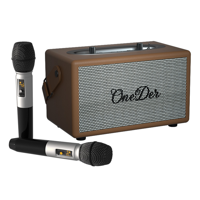 Oneder/Huanda D7 レトロ Bluetooth スピーカー ホーム カラオケ マイク オールインワン サブウーファー 便利なスピーカー|undefined