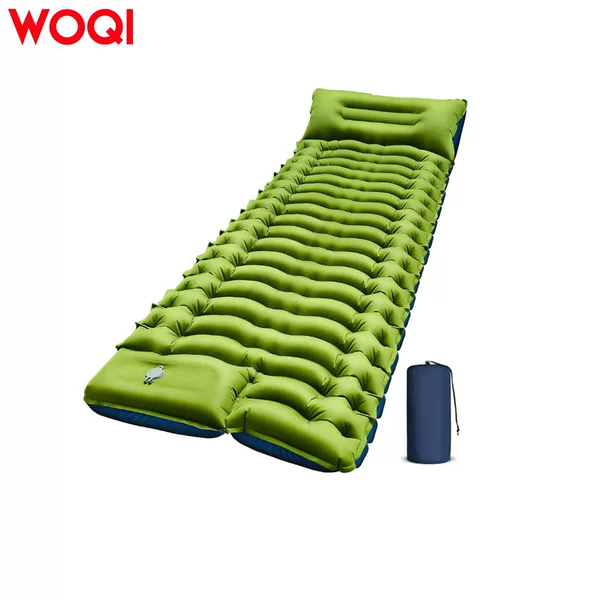 Woqi Camping Inflatable Sleeping Pad Extra Thick Durable Camping Air Mattress with Air Cushion for Backpacking Hiking Travel