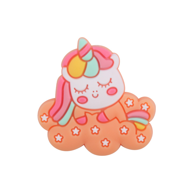 Nuevo bebé suministros dibujos animados lindo unicornio cuentas de silicona creativo DIY chupete cadena pulsera mordedor Accesorios