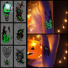 Reikalong's new cross-border waterproof Halloween luminous tattoo stickers Halloween party tattoo stickers tattoo