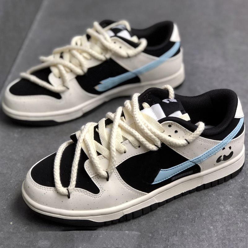 Putian Dunk Blueberry Red Panda Sneakers for Men and Women Couples Deconstructed Drawstring Dunk Series Low-Top Casual Sports Shoes