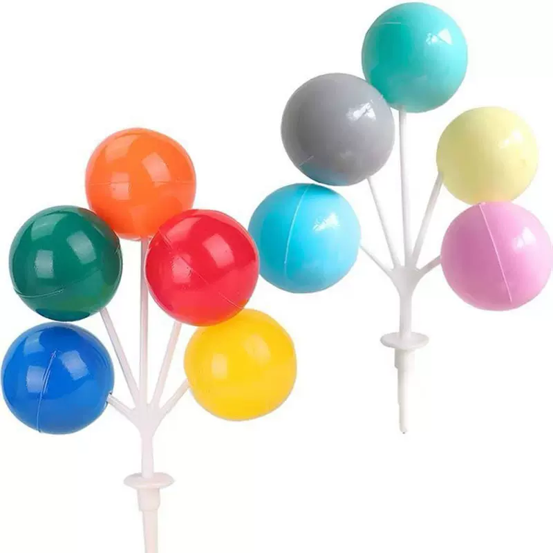 七彩气球插件儿童节蛋糕装饰马卡龙彩色塑料气球插串烘焙插牌