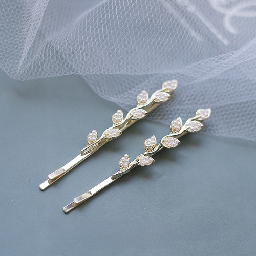 Forest Style Pearl Hairpin with Fairy Charm, Retro and Simple One-Word Pin for Fringe Hair and Edge Hairpin, Delicate Bangs Hairpin 