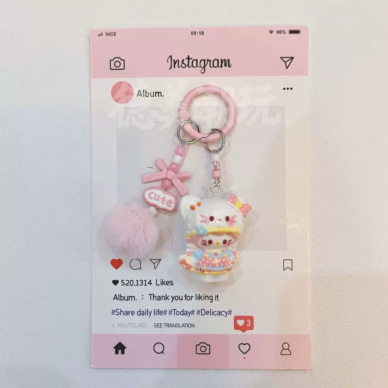3D Keychain Kitten Pendant, Bag Charm 2.9×2.1×3.5 cm — single or multi-color sets