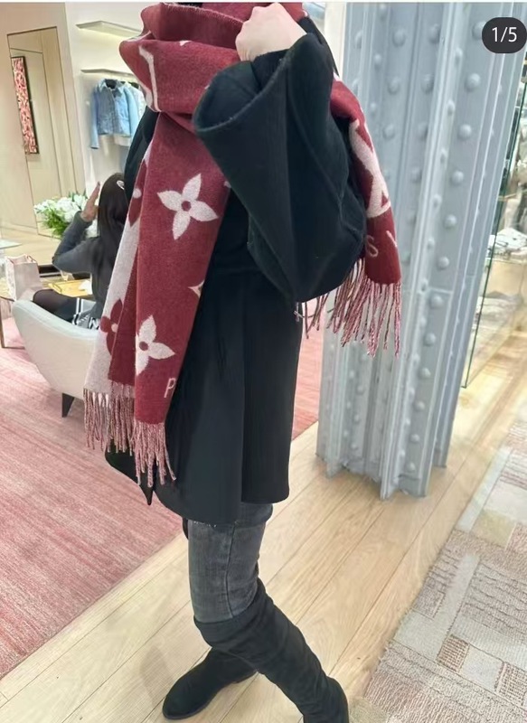 双面羊毛羊绒围巾女高级感秋冬老花字母披肩|undefined