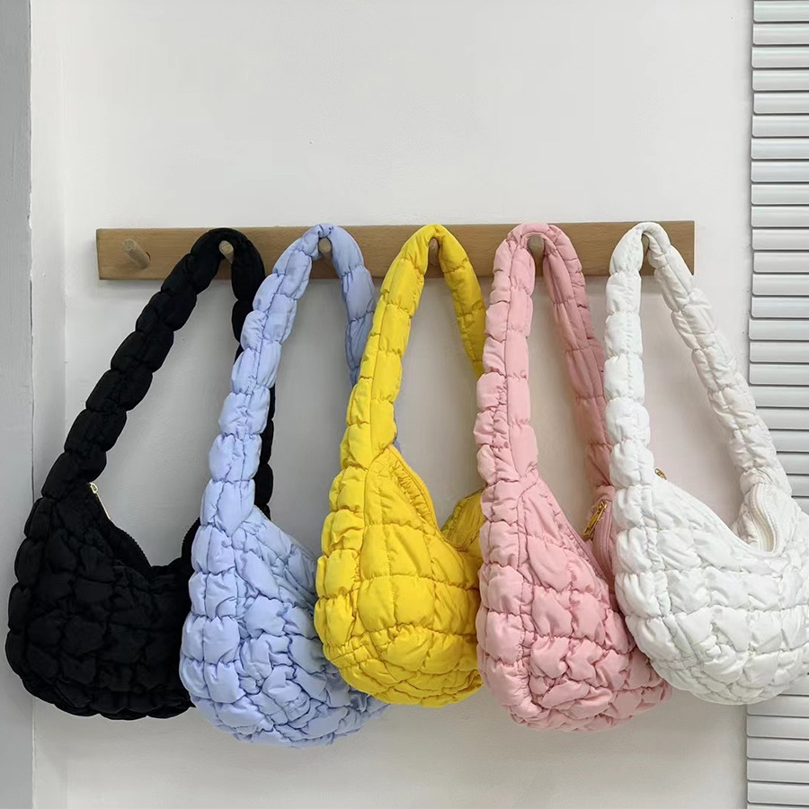 Women's Bags Pleated Cloud Bag Women's Fashion Niche Soft Puff Shoulder Bag Candy Color Underarm Bag_voghion.com