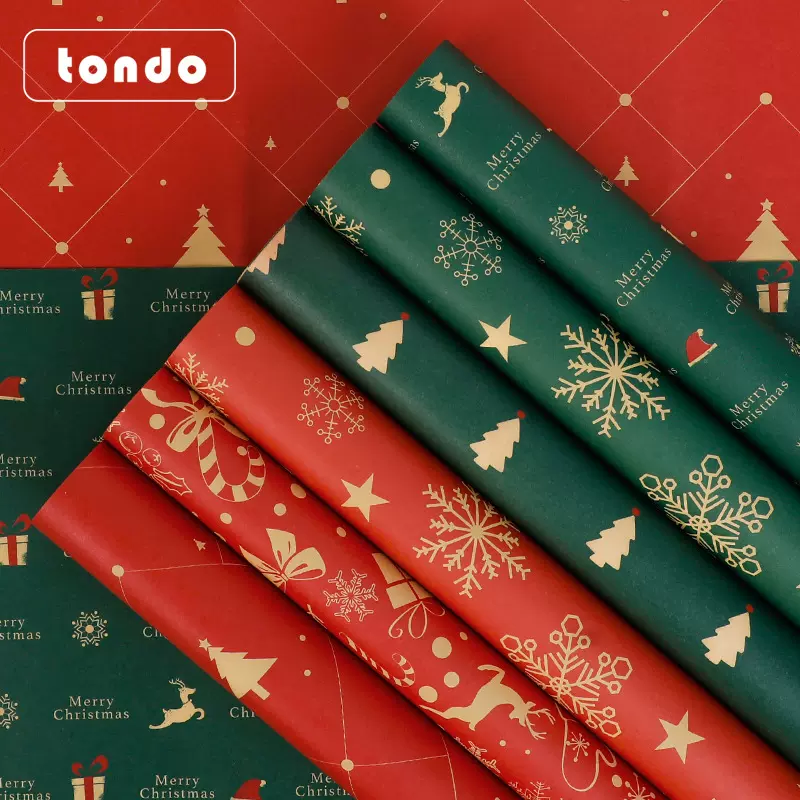 唐德 圣诞节礼物包装纸 圣诞苹果花束鲜花包装纸 圣诞礼品包装纸