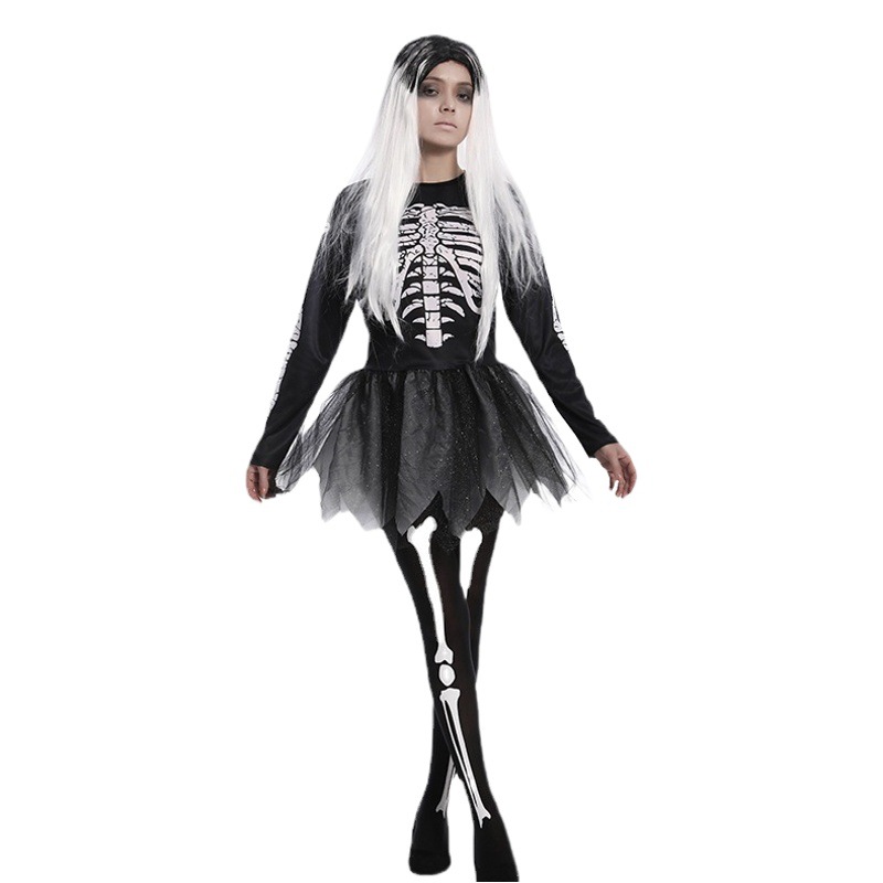 Big Girl horror cráneo vestido de Halloween Ghost Festival fiesta Carnaval Cosplay traje mascarada etapa rendimiento