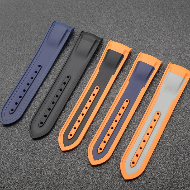 Suitable for Omega Tpu Watch Strap, Two-Tone Leather Watch Strap, Speedmaster Constellation Observatory Series Replacement Strap 22mm
